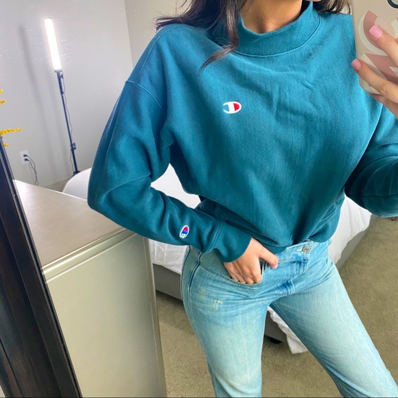 CHAMPION Teal Crewneck Pullover - Picture 3 of 4